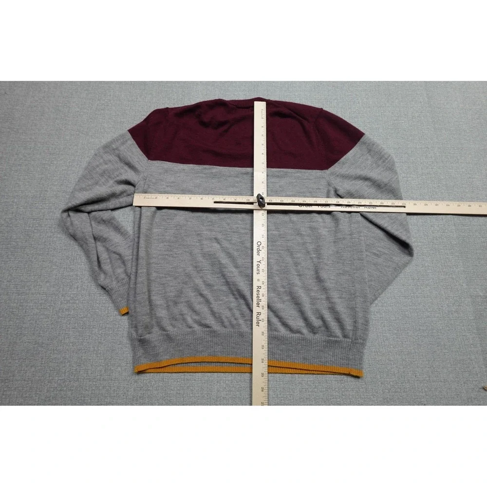 Brooks Brothers Red Fleece Sweater Mens Large Merino Wool Crewneck Colorblock